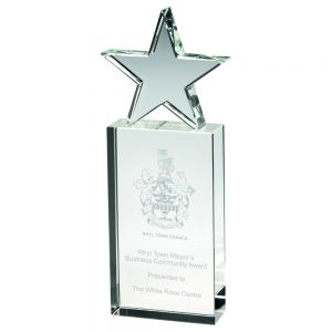 Alternative view of CLEAR GLASS BLOCK WITH GLASS STAR