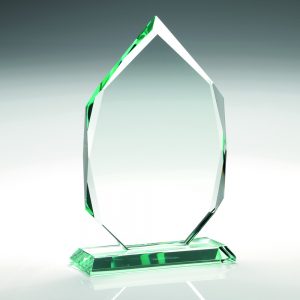 JADE GLASS DIAMOND IN QUALITY WOOD BOX (19MM THICK)