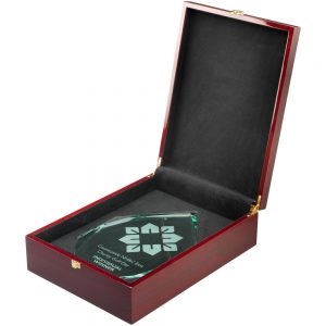 JADE GLASS DIAMOND IN QUALITY WOOD BOX (19MM THICK) - Image 5