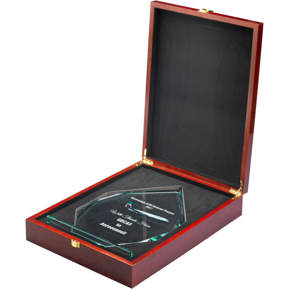 JADE GLASS DIAMOND IN QUALITY WOOD BOX (19MM THICK) - Image 3